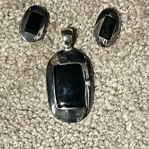 Vintage Silver Pendant and Earrings Set